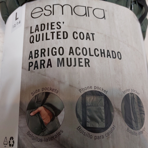 NWT esmara army green puffer coat, size L (12-14) - Picture 4 of 7